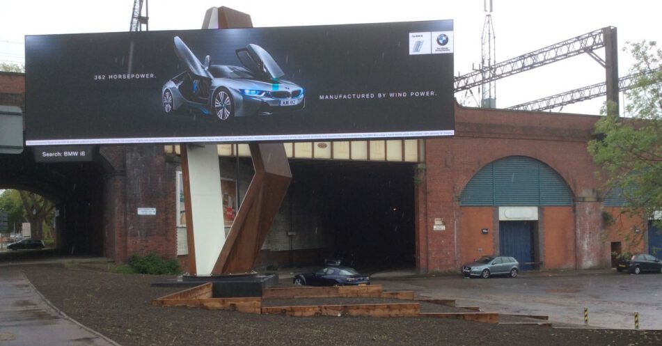Digital advertising panel on a bespoke structure at Crane Street, Manchester